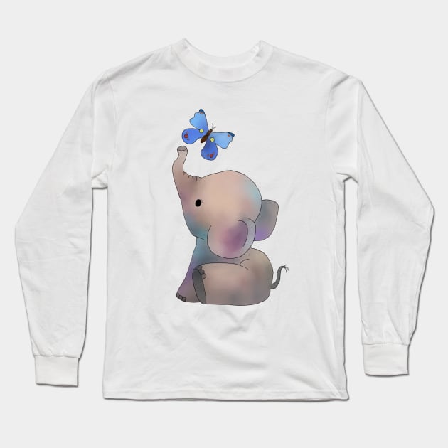 Elefant mit Schmetterling Long Sleeve T-Shirt by Blumchen